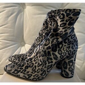 A New Day Women's Leopard Print Heeled Boots - Black and Gray